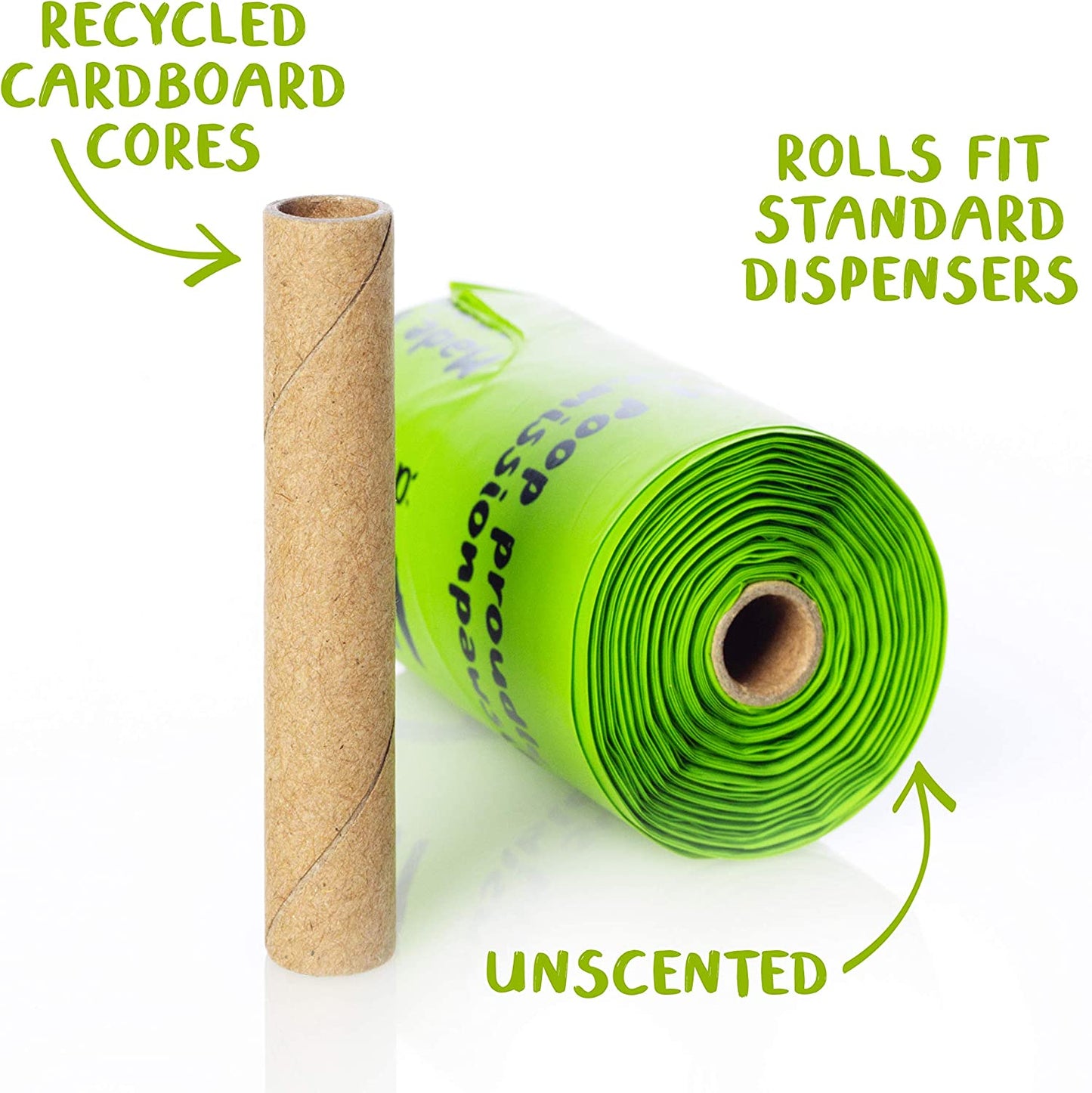 Home Compostable Dog Poop Bags on Refill Rolls, 120 Un-Scented Pet Waste Bags, Thick Leakproof Plant-Based Doggy Bag, Cat & Dogs Supplies